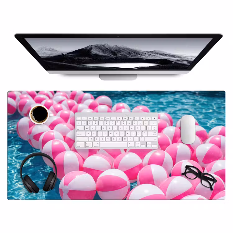 Strandballen - Roze - Water Muismat XXL klein -3d