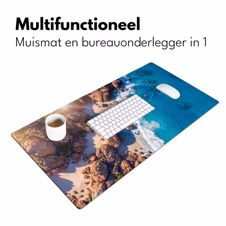 Strand - Zee - Rotsen - Natuur - Blauw Muismat XXL klein -sfeer4