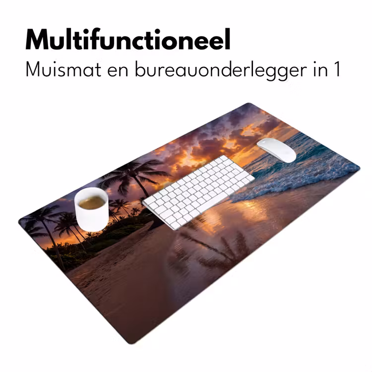 Strand - Zonsopgang - Tropisch - Natuur - Oranje Muismat XXL klein -sfeer4
