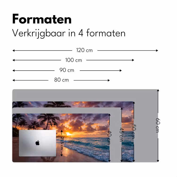 Strand - Zonsopgang - Tropisch - Natuur - Oranje Muismat XXL klein -sfeer5