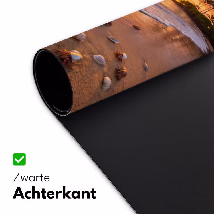 Strand - Zonsondergang - Palmbomen - Natuur - Oranje Muismat XXL klein -sfeer2