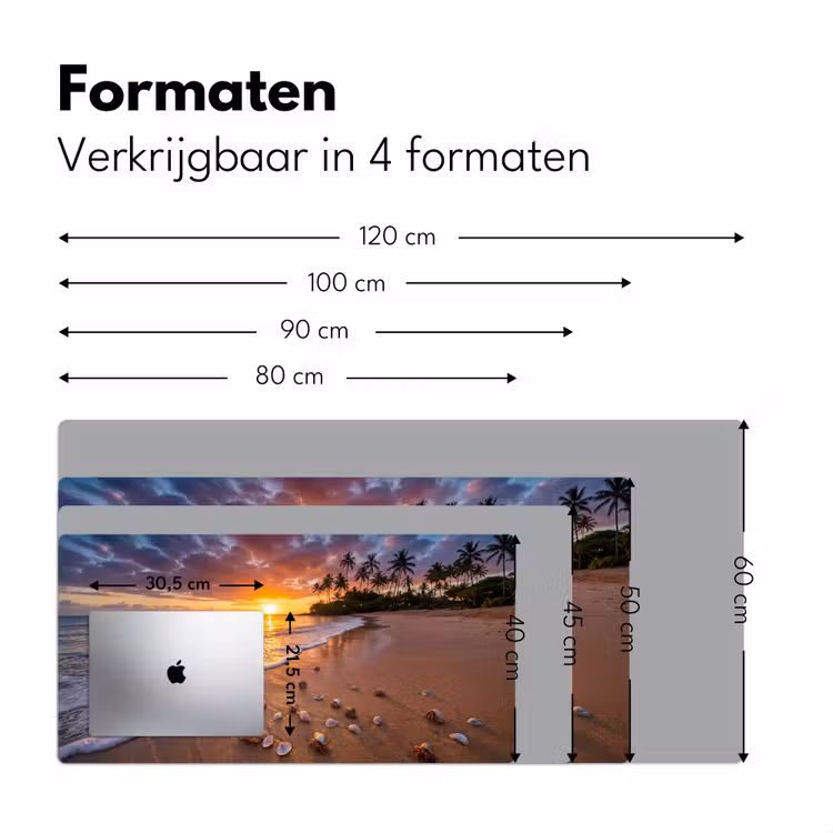 Strand - Zonsondergang - Palmbomen - Natuur - Oranje Muismat XXL klein -sfeer5
