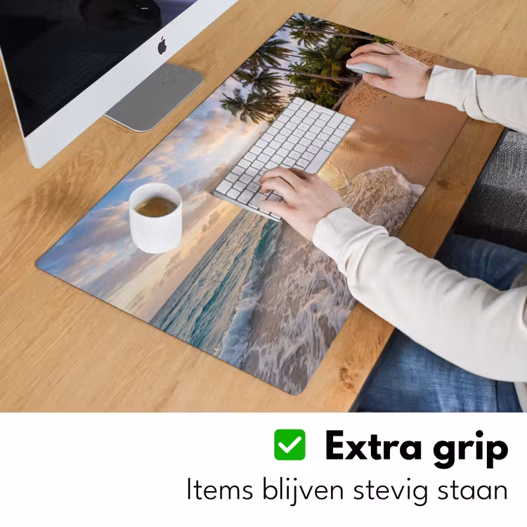 Strand - Zonsondergang - Tropisch - Natuur - Goud Muismat XXL klein -sfeer3