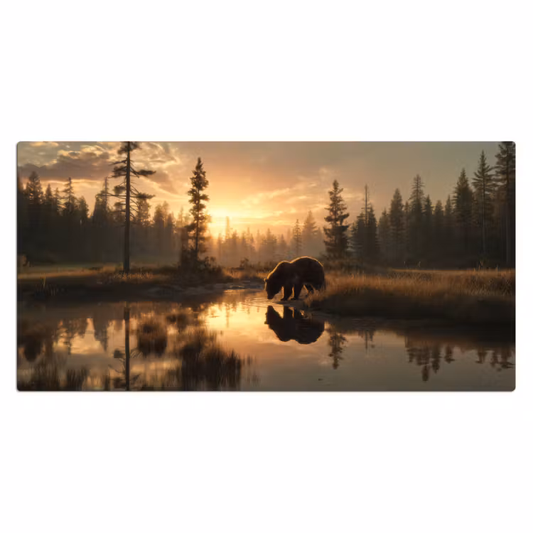Beer - water - Bos - Ochtendlicht Muismat XXL klein -3d_leeg