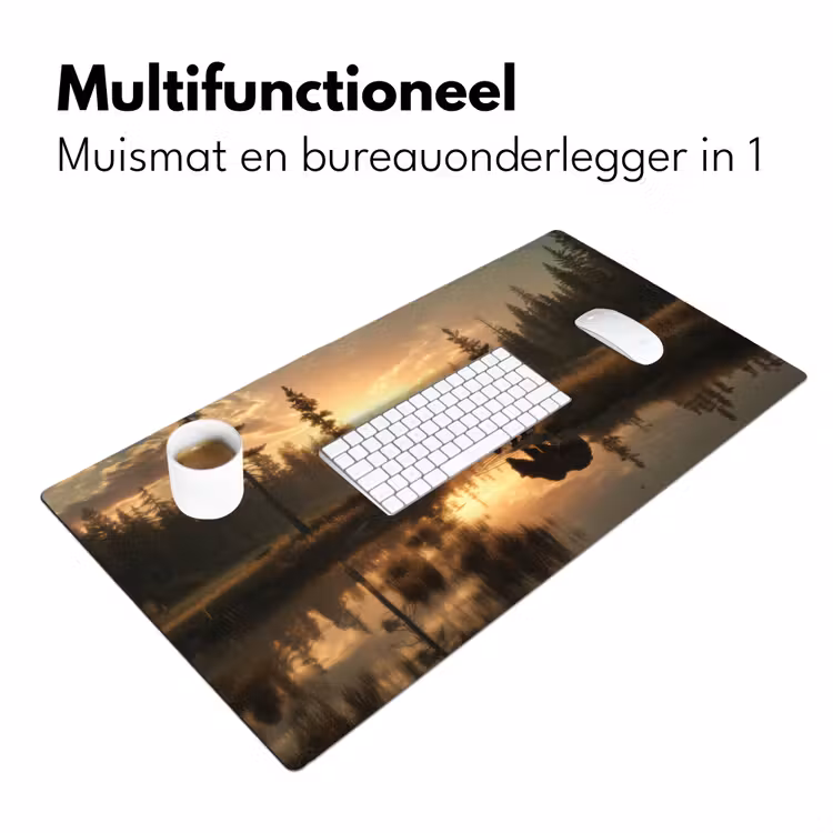Beer - water - Bos - Ochtendlicht Muismat XXL klein -sfeer4