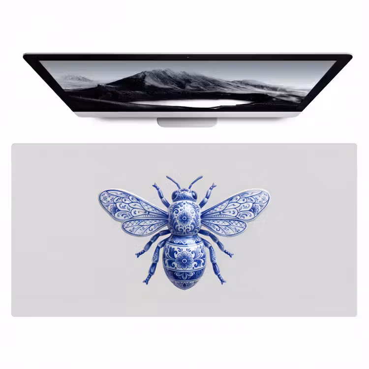 Bij - Modern - Delfts - Blauw Muismat XXL klein -zzz3d