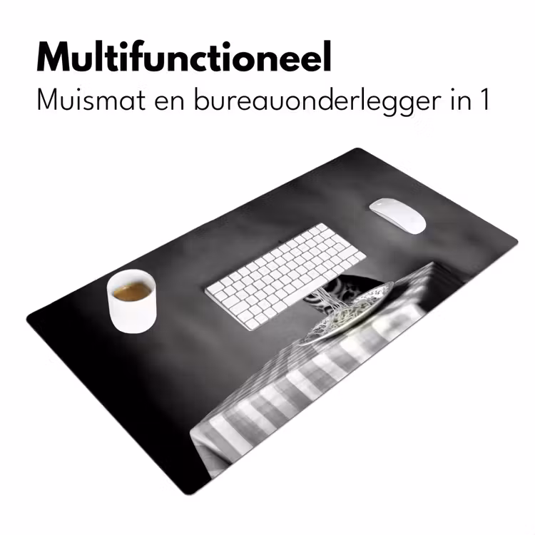 Bengaal - Kat - Tafelkleed - Zwart - Wit - Dier Muismat XXL klein -sfeer4