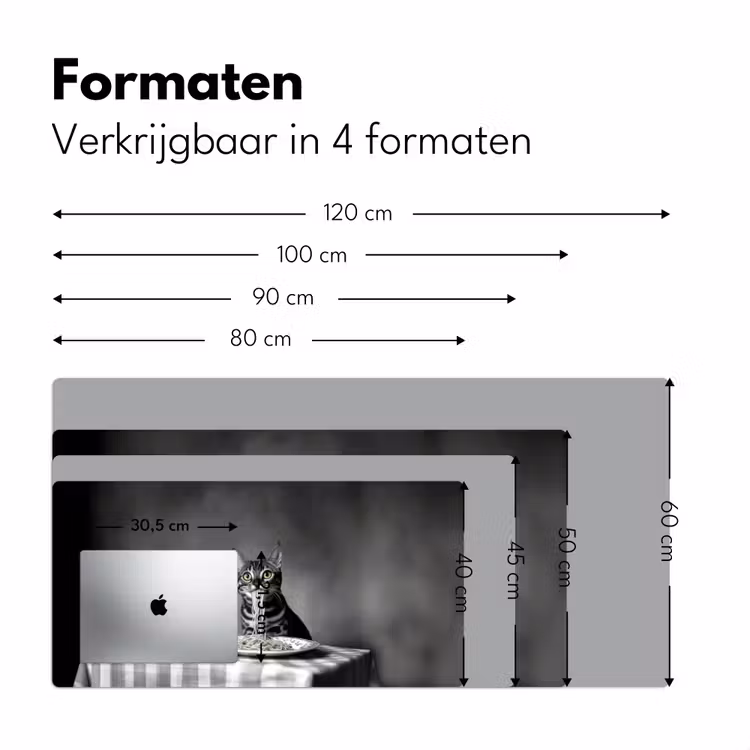 Bengaal - Kat - Tafelkleed - Zwart - Wit - Dier Muismat XXL klein -sfeer5