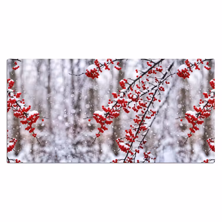 Bessen - Takken - Sneeuw - Winter - Kleurrijk Muismat XXL klein -3d_leeg