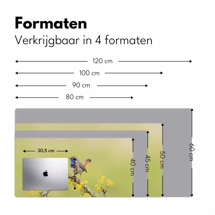 Vogel - Tak - Natuur - Kleurrijk Muismat XXL klein -sfeer5