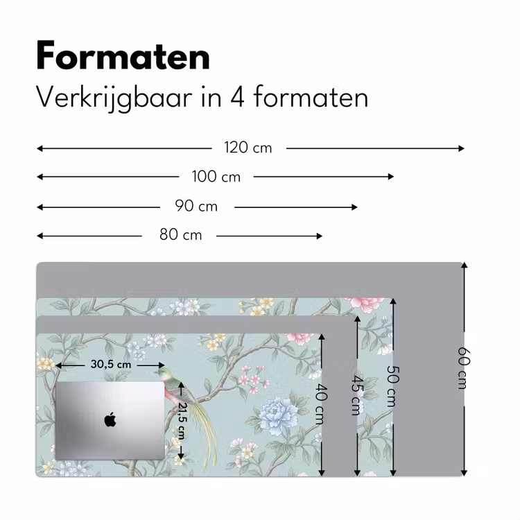 Vogel - Bloemen - Kleurrijk Muismat XXL klein -sfeer5