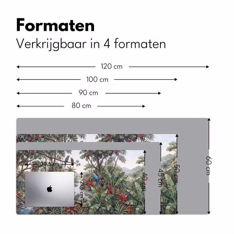 Vogel - Jungle - Natuur - Mozaïek - Groen Muismat XXL klein -sfeer5