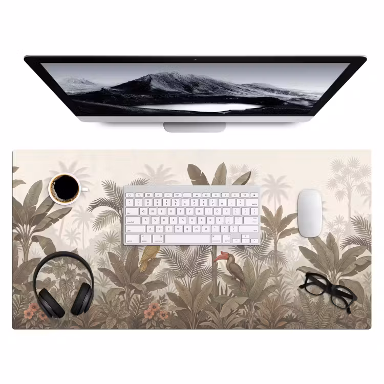 Vogel - Jungle - Tropisch - Illustratie - Groen Muismat XXL klein -3d