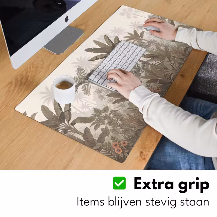 Vogel - Jungle - Tropisch - Illustratie - Groen Muismat XXL klein -sfeer3