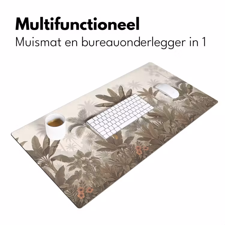 Vogel - Jungle - Tropisch - Illustratie - Groen Muismat XXL klein -sfeer4