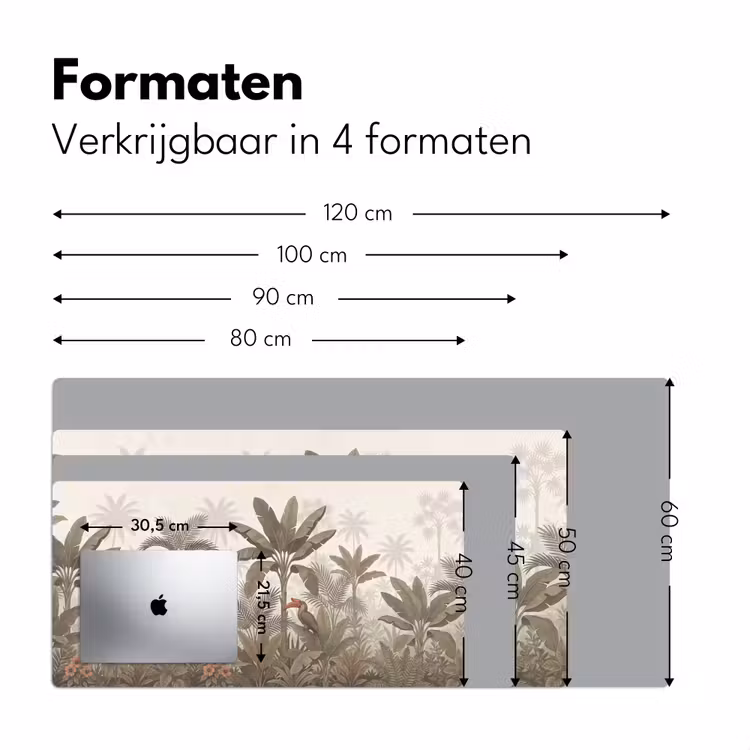 Vogel - Jungle - Tropisch - Illustratie - Groen Muismat XXL klein -sfeer5
