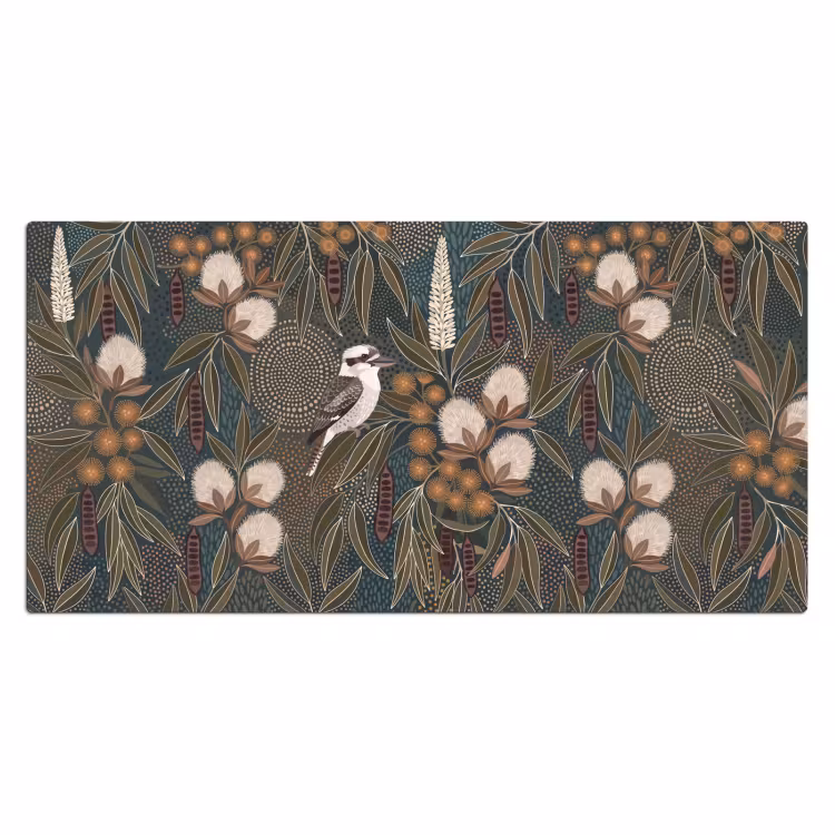 Vogel - Bladeren - Natuur - Illustratie - Groen Muismat XXL klein -3d_leeg