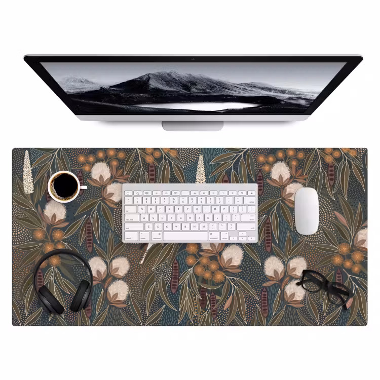 Vogel - Bladeren - Natuur - Illustratie - Groen Muismat XXL klein -3d