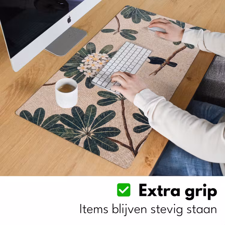 Vogel - Mozaïek - Tropisch - Natuur - Kleurrijk Muismat XXL klein -sfeer3