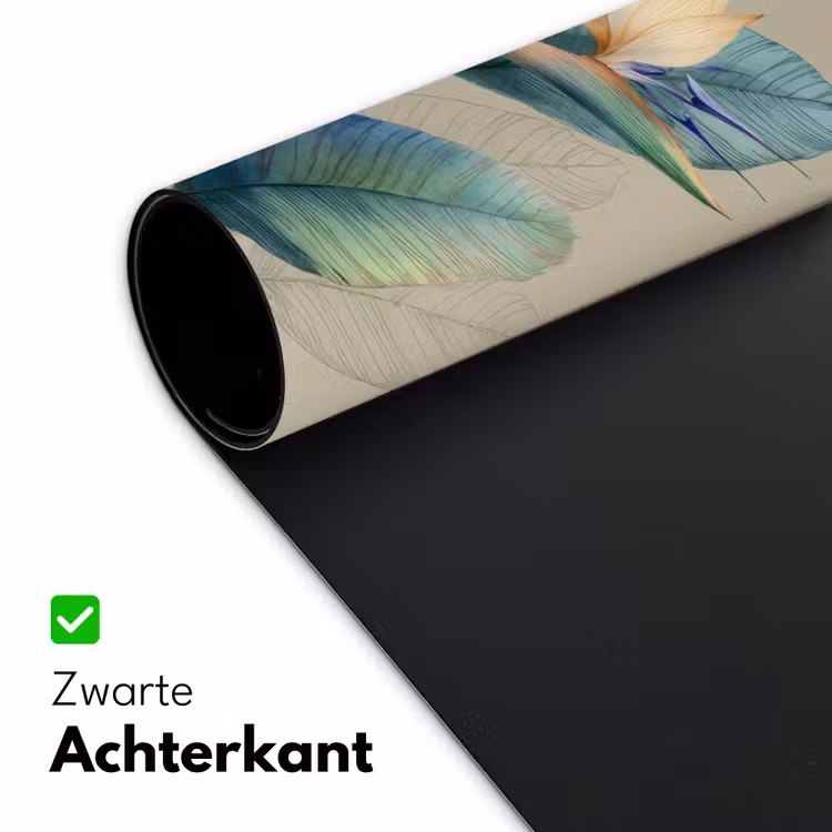 Paradijsvogelbloemen - Blauwgroene bladeren - Beige Muismat XXL klein -sfeer2