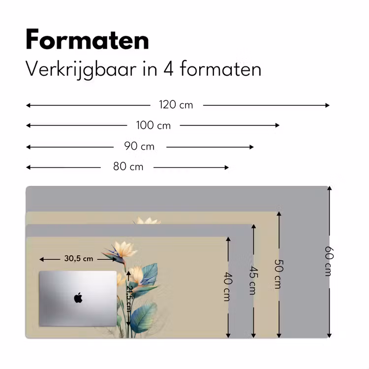 Paradijsvogelbloemen - Blauwgroene bladeren - Beige Muismat XXL klein -sfeer5
