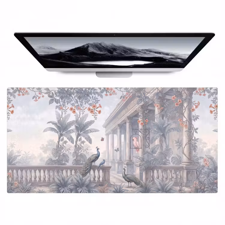 Vogel - Pauw - Architectuur - Klassiek - Groen Muismat XXL klein -zzz3d