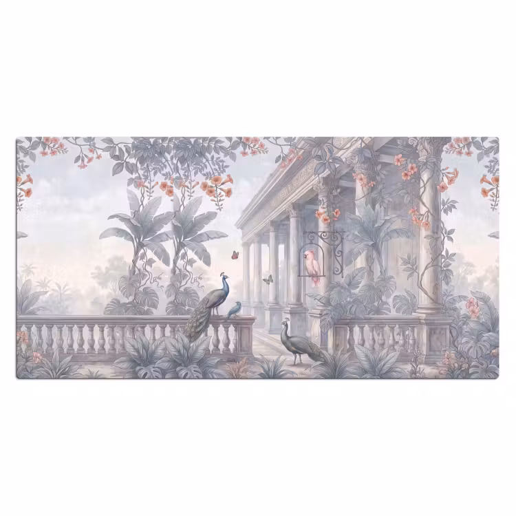 Vogel - Pauw - Architectuur - Klassiek - Groen Muismat XXL klein -3d_leeg
