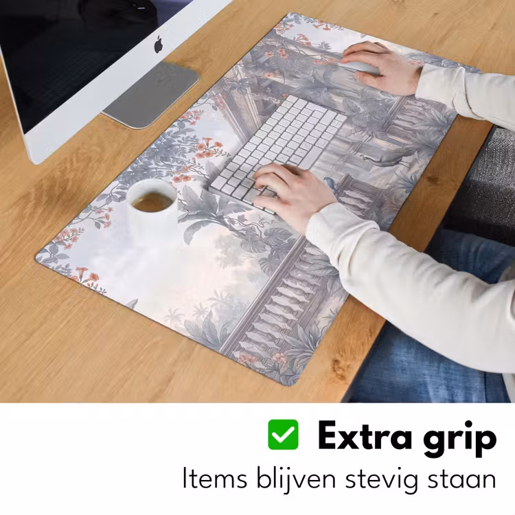 Vogel - Pauw - Architectuur - Klassiek - Groen Muismat XXL klein -sfeer3