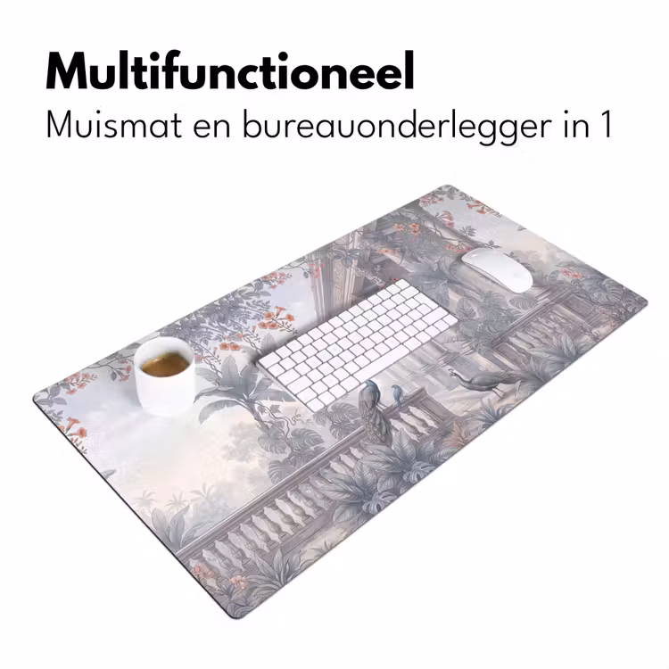 Vogel - Pauw - Architectuur - Klassiek - Groen Muismat XXL klein -sfeer4
