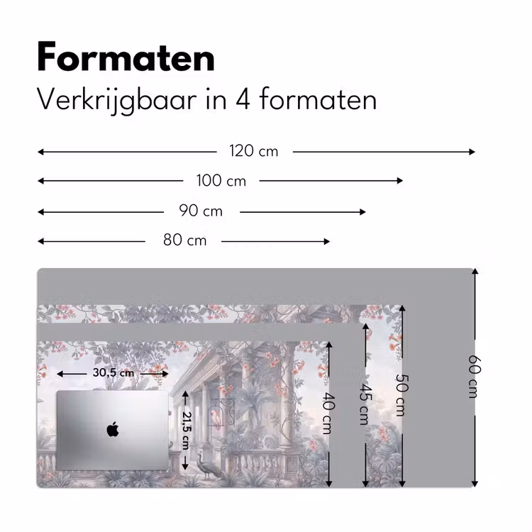 Vogel - Pauw - Architectuur - Klassiek - Groen Muismat XXL klein -sfeer5