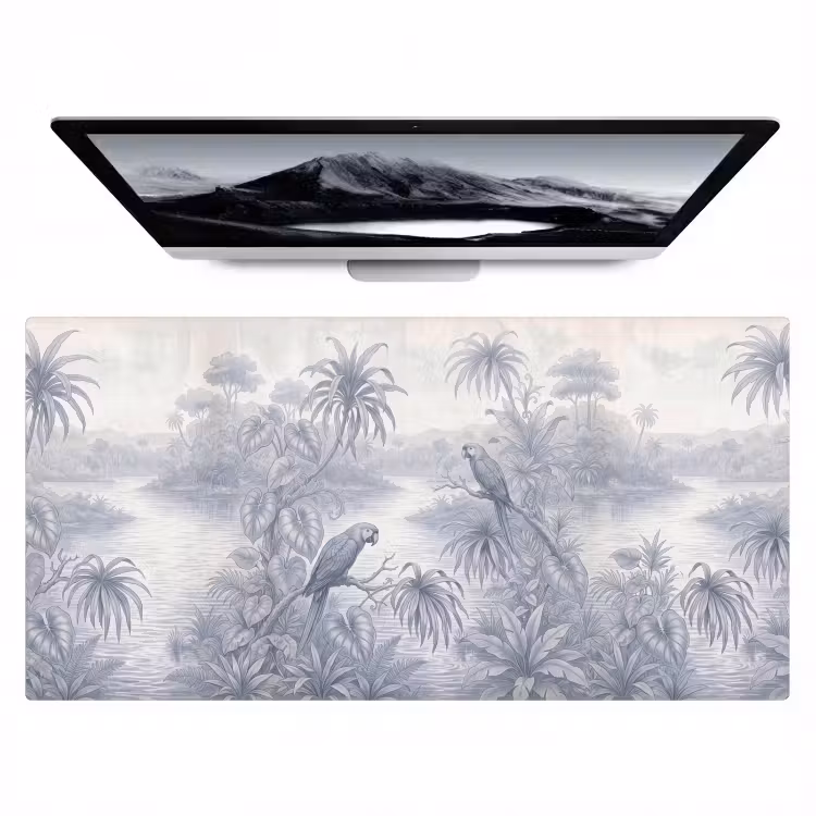 Vogel - Rivier - Tropisch - Illustratie - Blauw Muismat XXL klein -zzz3d