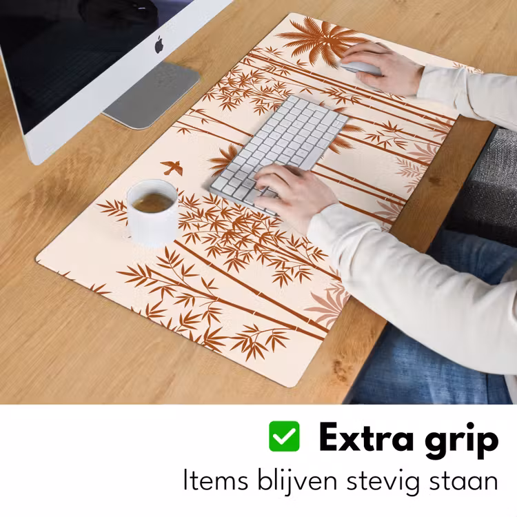 Vogel - Boom - Tropisch - Minimalistisch - Bruin Muismat XXL klein -sfeer3