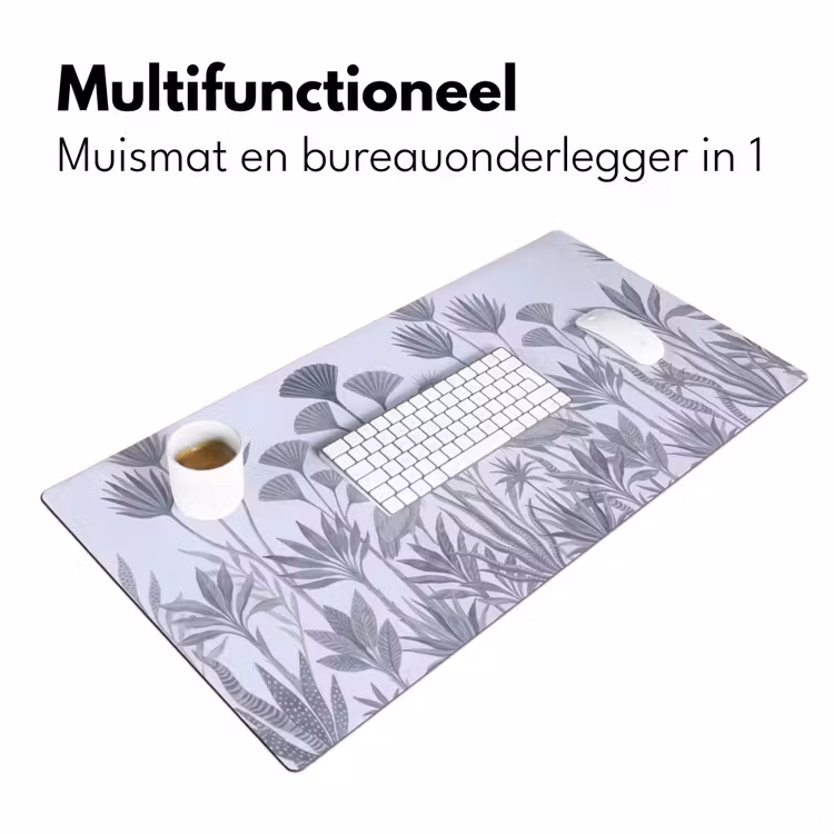 Vogel - Tropisch - Illustratie - Blauwgrijs - Natuur Muismat XXL klein -sfeer4