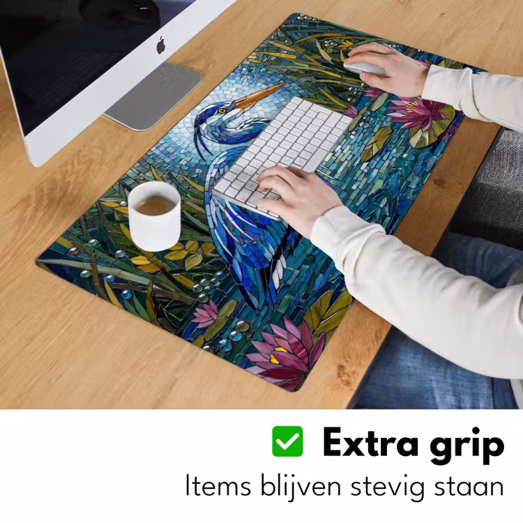 Vogel - Water - Natuur - Abstract - Blauw Muismat XXL klein -sfeer3