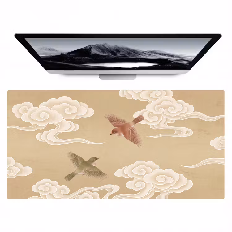 Vogels - Vliegen - Beige Muismat XXL klein -zzz3d