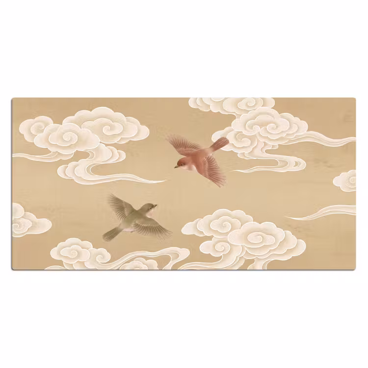 Vogels - Vliegen - Beige Muismat XXL klein -3d_leeg