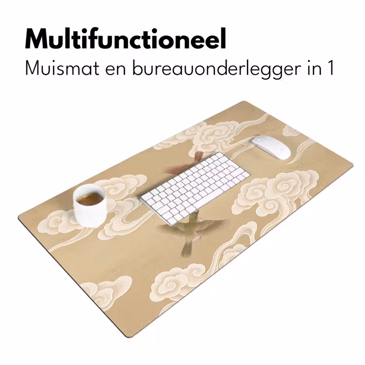 Vogels - Vliegen - Beige Muismat XXL klein -sfeer4