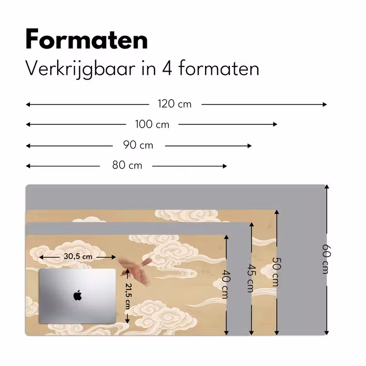 Vogels - Vliegen - Beige Muismat XXL klein -sfeer5