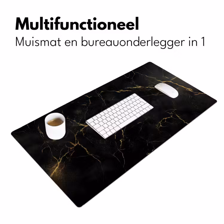 Zwart marmer - Gouden aders - Klassiek Muismat XXL klein -sfeer4
