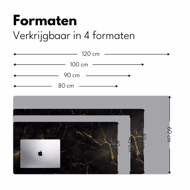 Zwart marmer - Gouden aders - Klassiek Muismat XXL klein -sfeer5