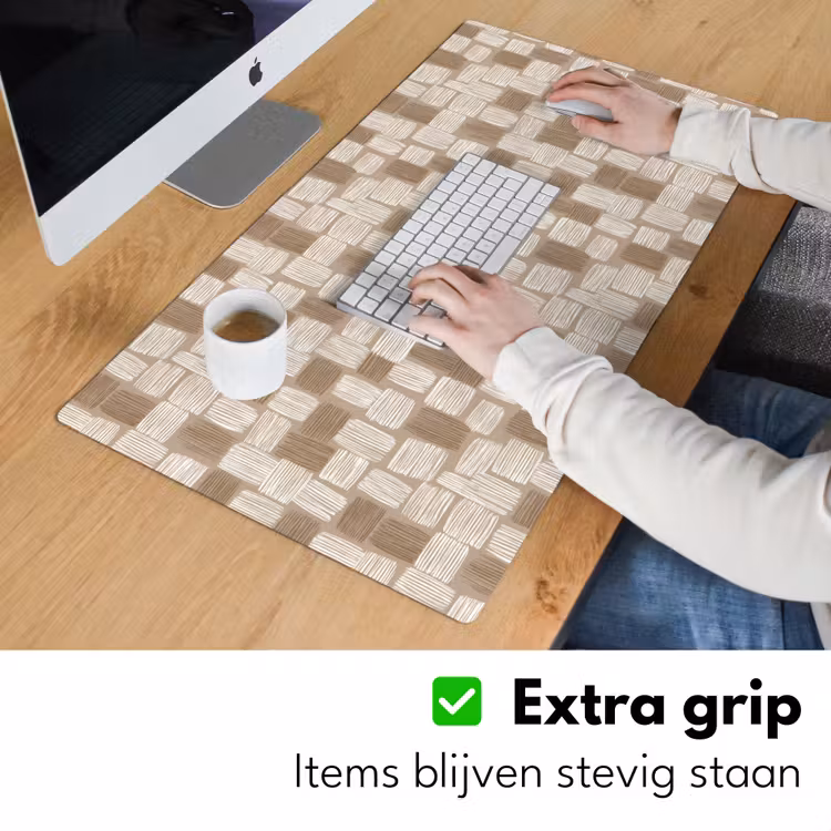 Blok - Patroon - Bruin Muismat XXL klein 681 -sfeer3