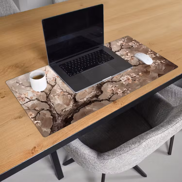 Bloesem - Takken - Schilderij - Beige - Serene Muismat XXL klein -sfeer1