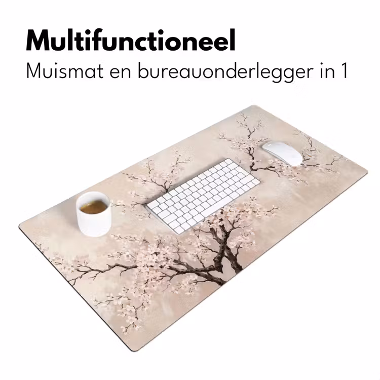 Bloesem - Illustratie - Taupe Muismat XXL klein -sfeer4