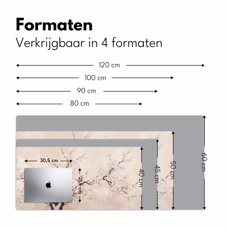 Bloesem - Illustratie - Taupe Muismat XXL klein -sfeer5