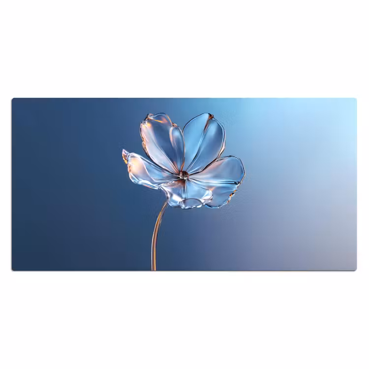 Blauw - Bloem - Glazen - Sierlijk Muismat XXL klein -3d_leeg