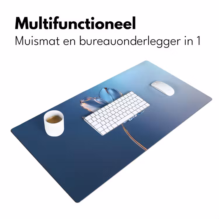 Blauw - Bloem - Glazen - Sierlijk Muismat XXL klein -sfeer4
