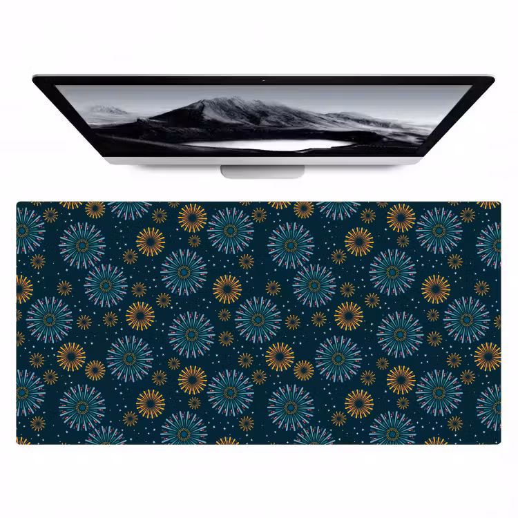 Blauw - Patroon - Retro Muismat XXL klein 681 -zzz3d