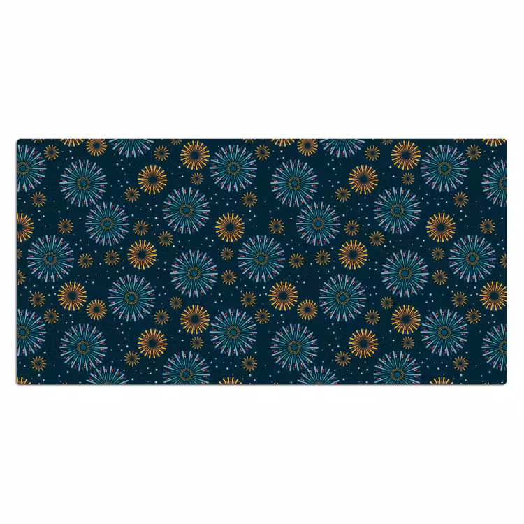 Blauw - Patroon - Retro Muismat XXL klein 681 -3d_leeg
