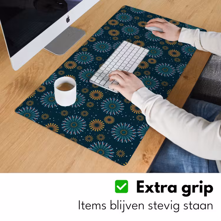 Blauw - Patroon - Retro Muismat XXL klein 681 -sfeer3