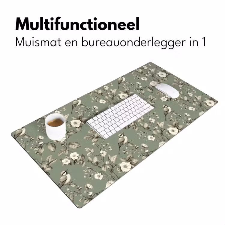 Botanisch - Vogels - Groen Muismat XXL klein 681 -sfeer4